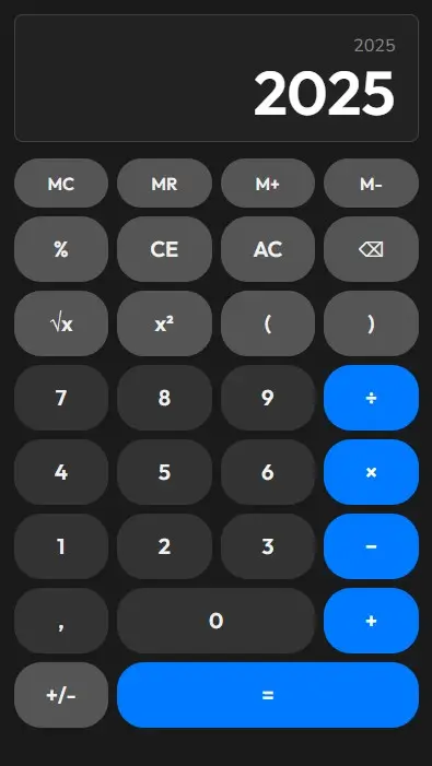 Taschenrechner online Screenshot vom Online Tool toolhubs.de